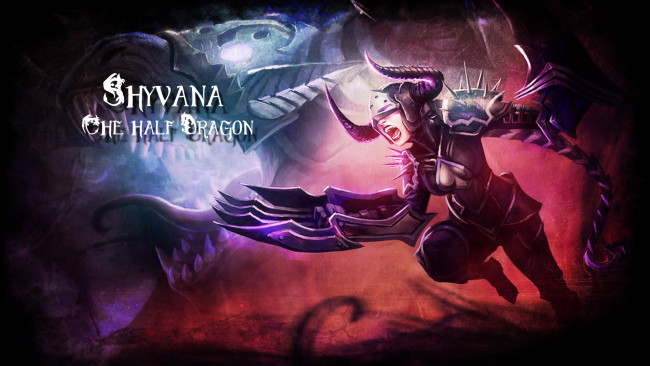 Обои картинки фото видео игры, league of legends, девушка, фон, латы, shyvana