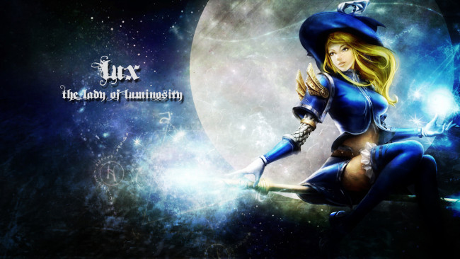 Обои картинки фото видео игры, league of legends, девушка, фон, взгляд, lux