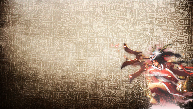 Обои картинки фото видео игры, league of legends, маска, взгляд, фон, девушка, akali