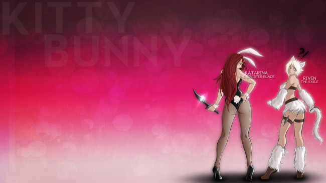 Обои картинки фото видео игры, league of legends, униформа, фон, девушки, riven, katarina