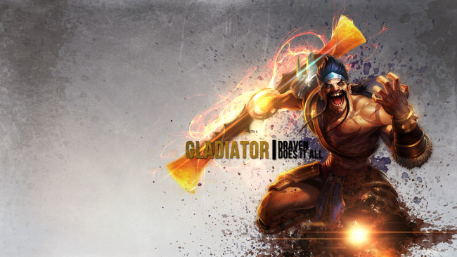 Обои картинки фото видео игры, league of legends, взгляд, фон, мужчина, улыбка, draven