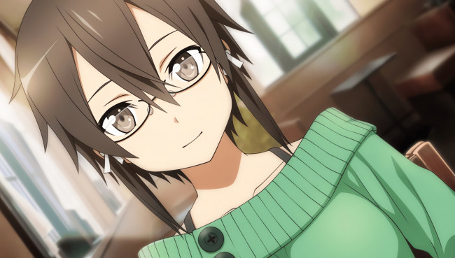 Обои картинки фото аниме, sword art online, взгляд, девушка, фон