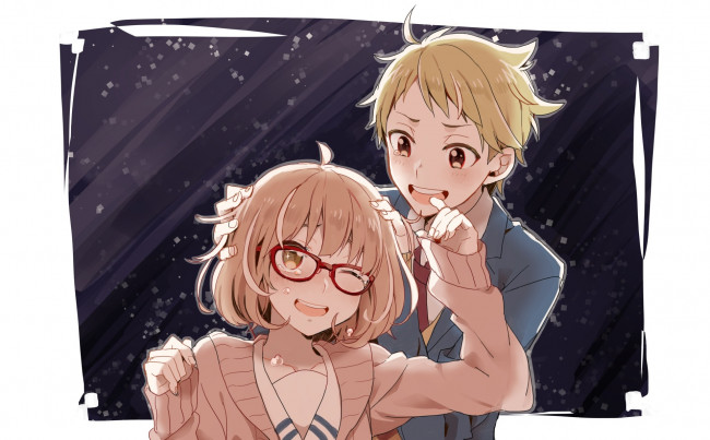 Обои картинки фото аниме, kyoukai no kanata, kuriyama, mirai, kanbara, akihito