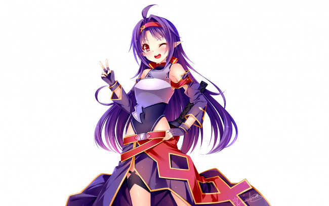 Обои картинки фото аниме, sword art online, девушка, взгляд, фон