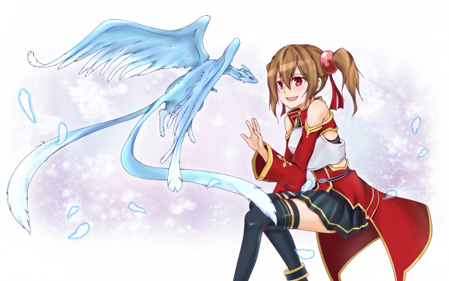 Обои картинки фото аниме, sword art online, девушка, взгляд, фон