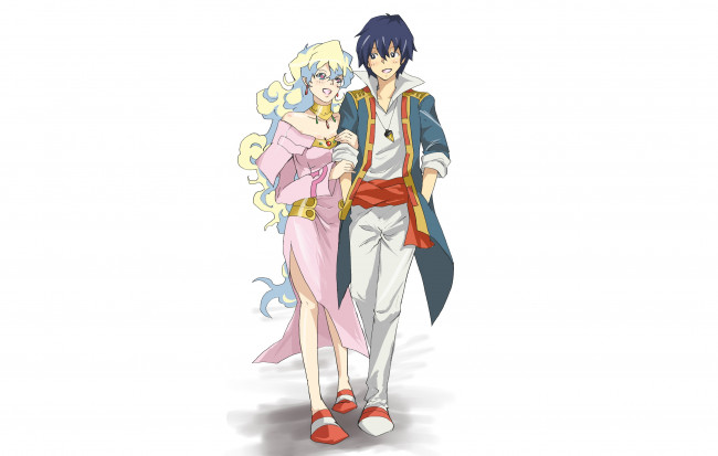 Обои картинки фото аниме, tengen toppa gurren-lagann, двое, девушка, симон