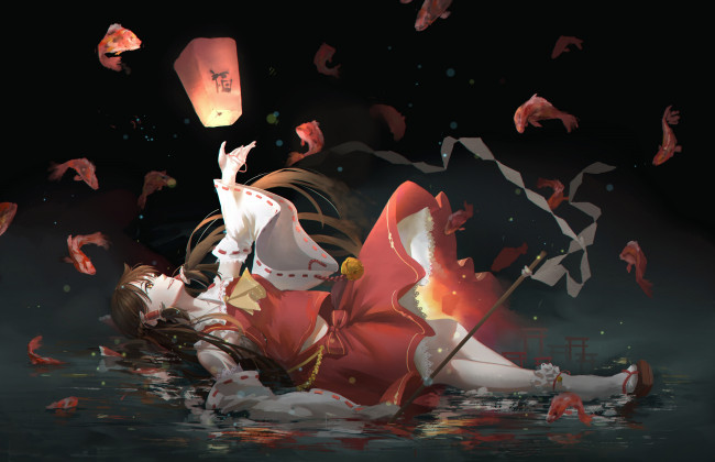 Обои картинки фото аниме, touhou, hakurei, reimu