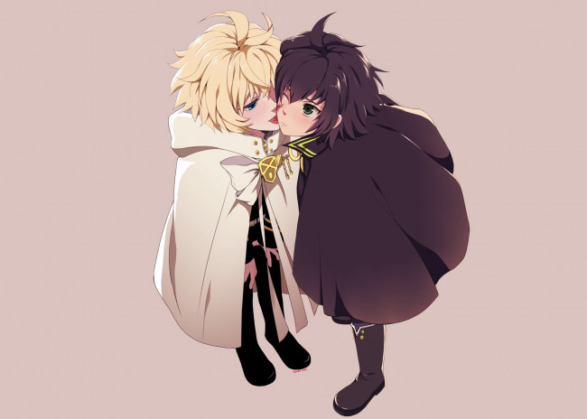 Обои картинки фото аниме, owari no seraph, микаэла, юичиро