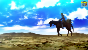 Картинка календари аниме природа 2018 лошадь всадник