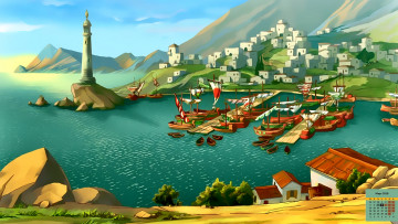 Картинка календари кино +мультфильмы 2018 парусник здание город скульптура водоем