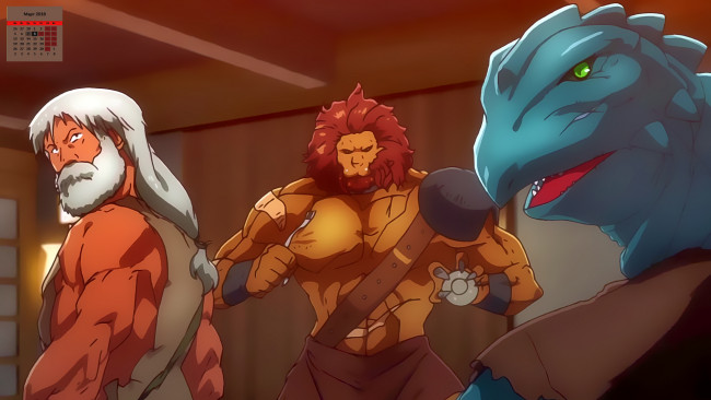 Обои картинки фото календари, аниме, мужчина, чудовище, существо, взгляд, 2018