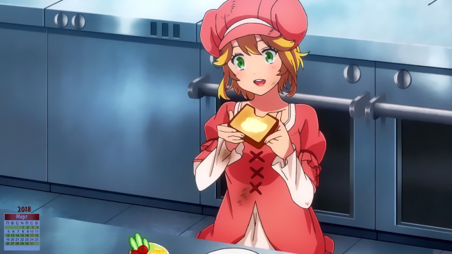 Обои картинки фото календари, аниме, взгляд, девочка, 2018