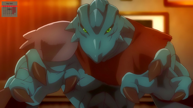 Обои картинки фото календари, аниме, взгляд, существо, 2018, чудовище