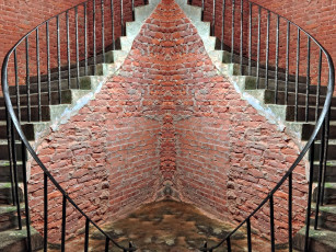 Картинка интерьер холлы +лестницы +корридоры угол кирпичи лестница