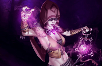 Картинка фэнтези магия повязка фон девушка капюшон