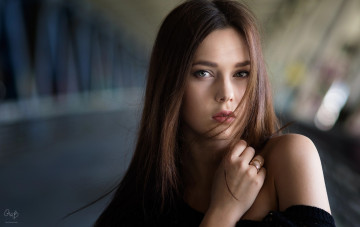 Картинка девушки -+брюнетки +шатенки деннис дрожжин брюнетка портрет смотрит на зрителя размыто боке лицо женщины модель голые плечи серые глаза волосы лице фотография глубина резкости