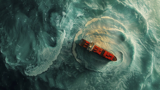 Обои картинки фото корабли, 3d, нейросеть, шторм, корабль