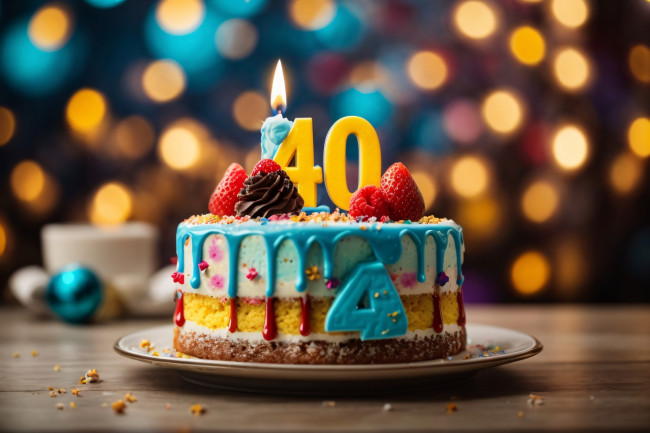 Обои картинки фото праздничные, день рождения, торт, свечи, цифра