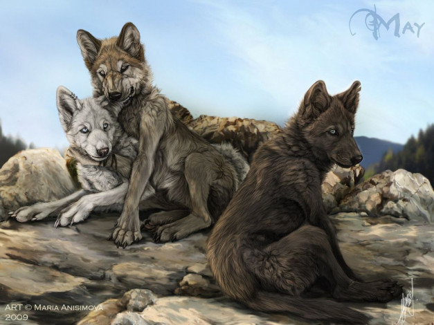 Обои картинки фото рисованные, животные