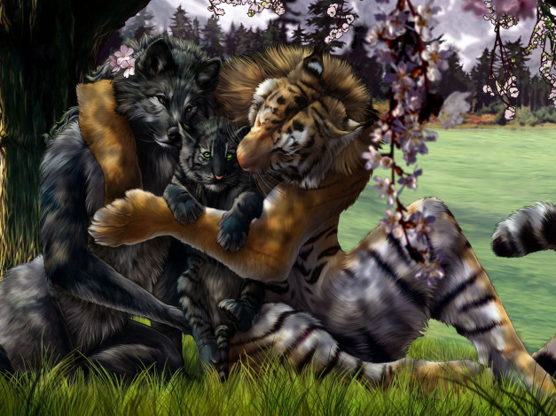 Обои картинки фото рисованные, животные