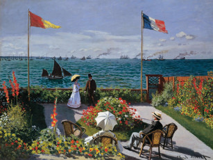 Картинка monet claude terrace at sainte adresse рисованные