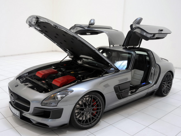 Обои картинки фото автомобили, brabus, sls, amg, gullwing, doors