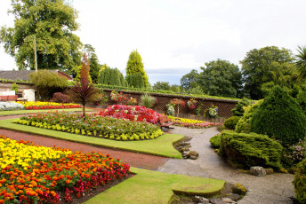 Картинка природа парк клумбы цветы деревья