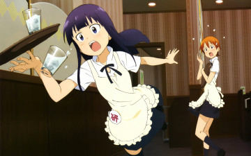 Картинка аниме working поднос стакан