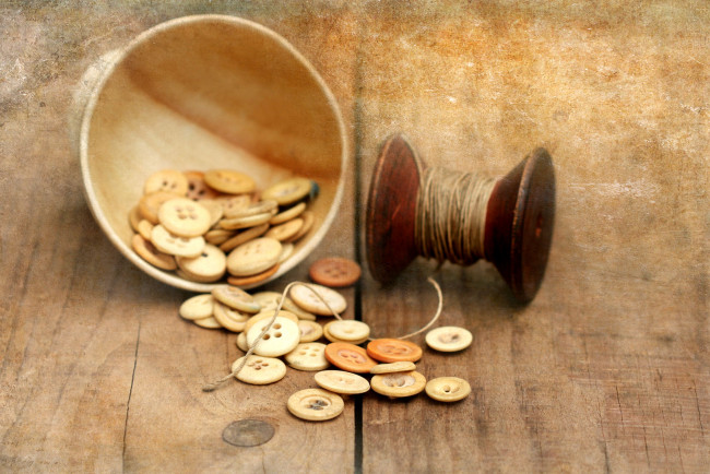 Обои картинки фото разное, ремесла, поделки, рукоделие, миска, пуговицы, нитки