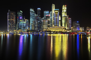 Картинка города сингапур ночь