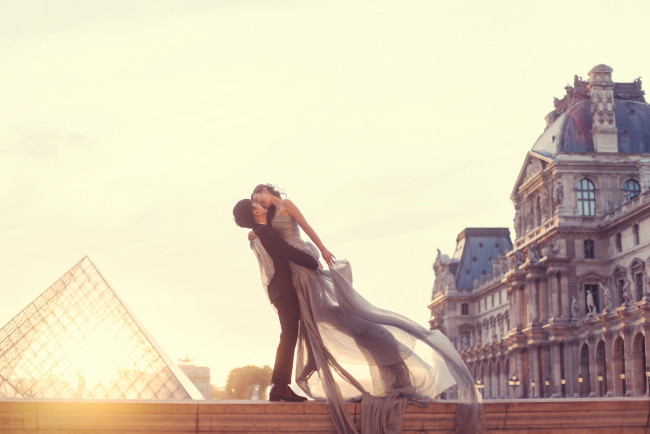 Обои картинки фото разное, мужчина женщина, париж, жених, невеста, настроение