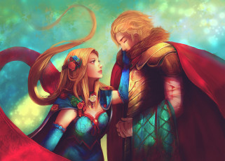 Картинка фэнтези люди цветы парень волосы девушка любовь