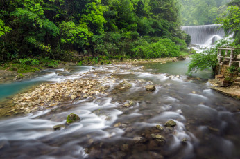 Картинка природа водопады водопад обрыв река лес