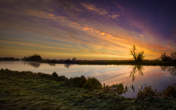 Картинка природа восходы закаты заря река вечер