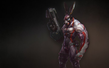 Картинка робот фэнтези роботы +киборги +механизмы заяц киборг оружие