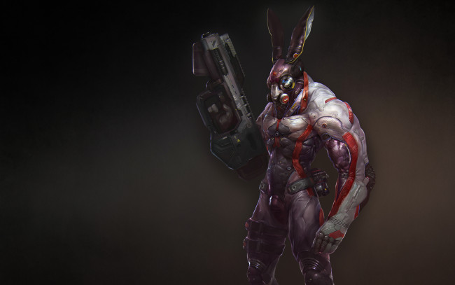 Обои картинки фото робот, фэнтези, роботы,  киборги,  механизмы, заяц, киборг, оружие
