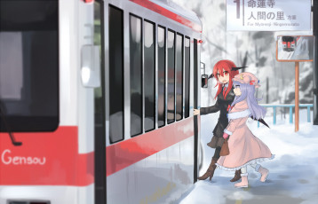 Картинка аниме touhou автобус hinami047 девушки patchouli knowledge koakuma