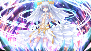 Картинка аниме date+a+live tobiichi origami kazenokaze девушка платье невеста свадебное фата вихрь ветер магия бант