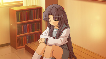 Картинка аниме the+melancholy+of+haruhi+suzumiya сидит девушка asakura ryouko