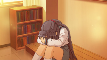 Картинка аниме the+melancholy+of+haruhi+suzumiya сидит девушка asakura ryouko