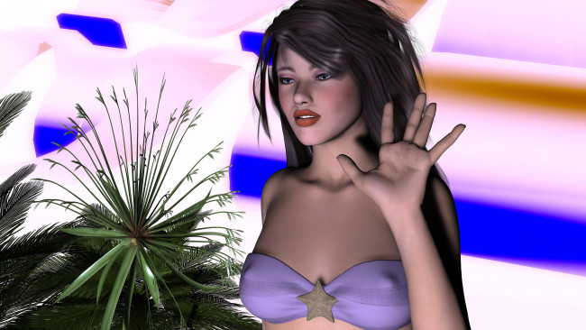 Обои картинки фото 3д графика, люди , people, фон, взгляд, девушка