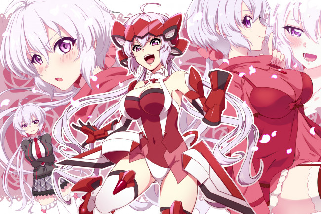Обои картинки фото аниме, senki zesshou symphogear, sako, yukine, chris, senki, zesshou, symphogear, шляпка, девушка