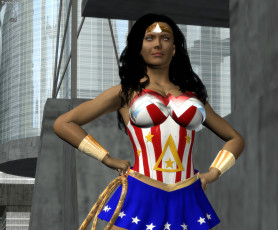 Картинка 3д+графика фантазия+ fantasy девушка супермен фон взгляд