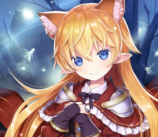 Обои картинки фото аниме, животные,  существа, девочка