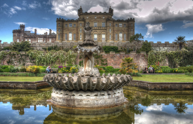 Обои картинки фото culzean castle, города, замки англии, парк, пруд, замок