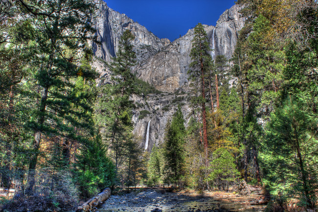 Обои картинки фото природа, водопады, горы, лес, река