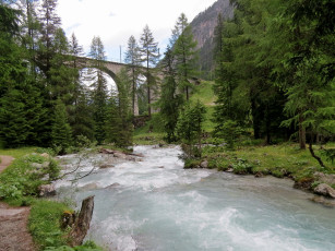 Картинка природа реки озера мост река лес