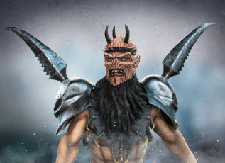 Картинка фэнтези демоны фон существо рога взгляд