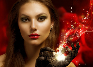 Картинка девушки -unsort+ креатив волшебство макияж лицо шатенка магия девушка