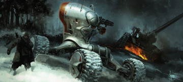 Картинка фэнтези транспортные+средства иной мир будущее солдат зима техника военная